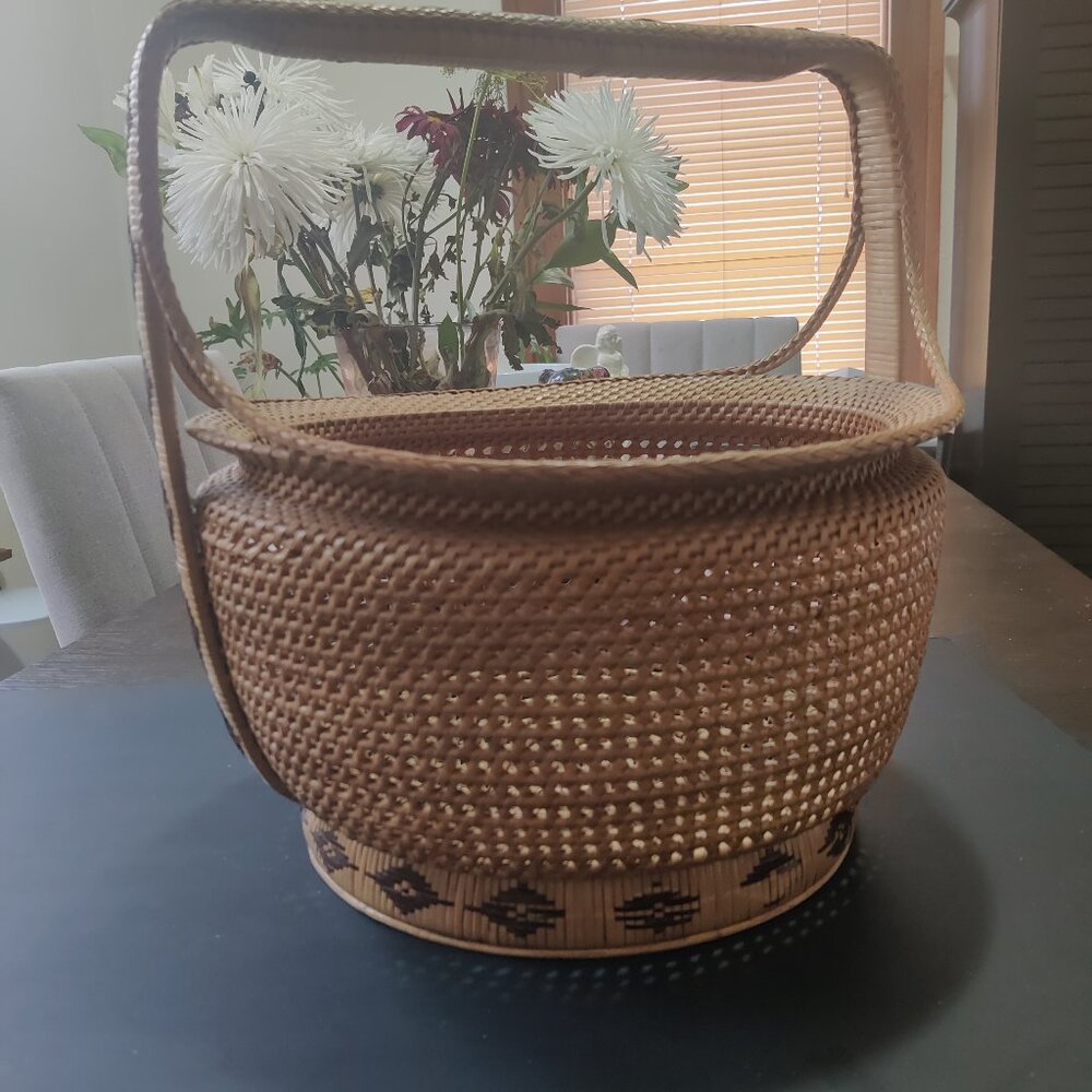Woven Basket with Unique Style, Handle, Large, for Gathering and Display - Picture 1 of 7